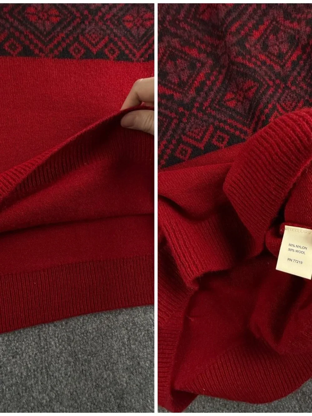 NWT Joseph Abboud Red Fair Isle Wool Blend 1/4 Zip Pullover Sweater 2XL - $80